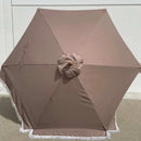 9ft 6 Ribs Replacement Umbrella Canopy w/Fringed Valance in Taupe (Canopy Only)-6