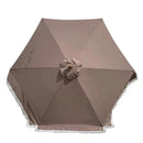 9ft 6 Ribs Replacement Umbrella Canopy w/Fringed Valance in Taupe (Canopy Only)-3