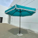 9ft 6 Ribs Replacement Umbrella Canopy w/Fringed Valance in Turquoise (Canopy Only)-14