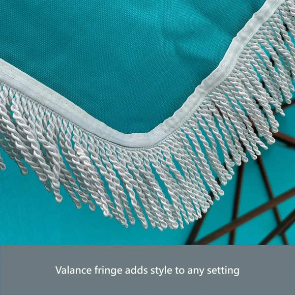 9ft 6 Ribs Replacement Umbrella Canopy w/Fringed Valance in Turquoise (Canopy Only)