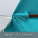9ft 6 Ribs Replacement Umbrella Canopy w/Fringed Valance in Turquoise (Canopy Only)-9