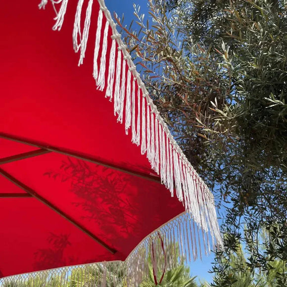 9ft 8 Ribs Replacement Umbrella Canopy w/ Tassels in Red (Canopy Only)