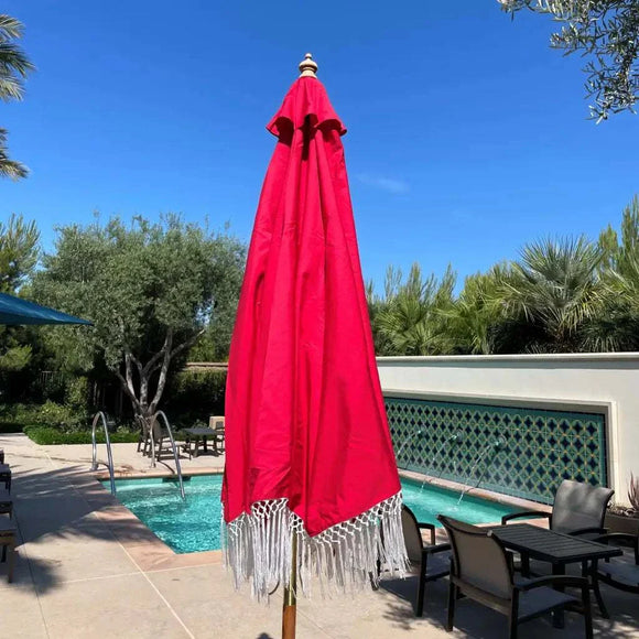 9ft 8 Ribs Replacement Umbrella Canopy w/ Tassels in Red (Canopy Only)