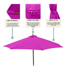 9ft Market Patio Umbrella 6 Rib Replacement Canopy Fuchsia-5