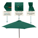 9ft Market Patio Umbrella 6 Rib Replacement Canopy Hunter Green-5