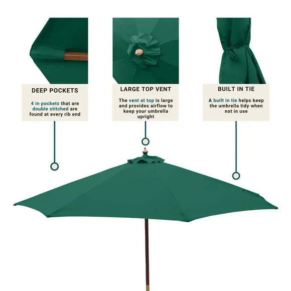 9ft Market Patio Umbrella 6 Rib Replacement Canopy Hunter Green