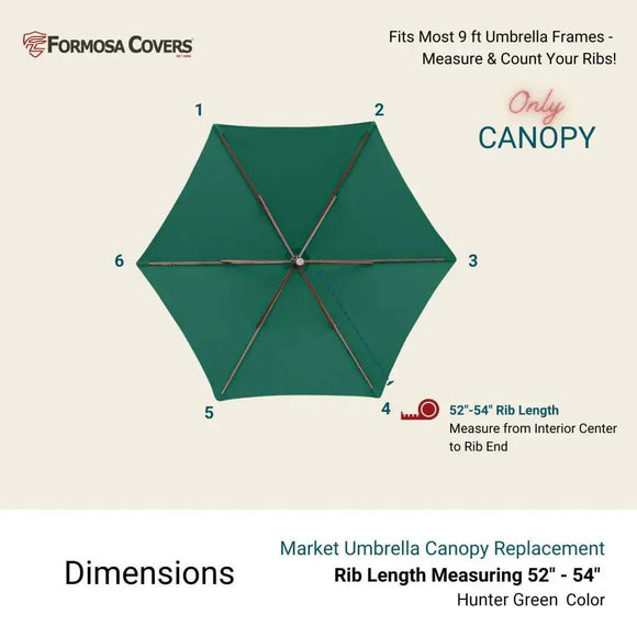 9ft Market Patio Umbrella 6 Rib Replacement Canopy Hunter Green