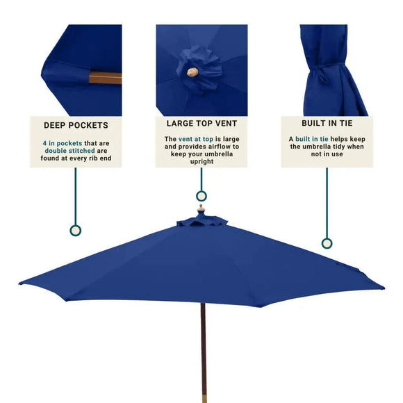 9ft Market Patio Umbrella 6 Rib Replacement Canopy Navy Olefin