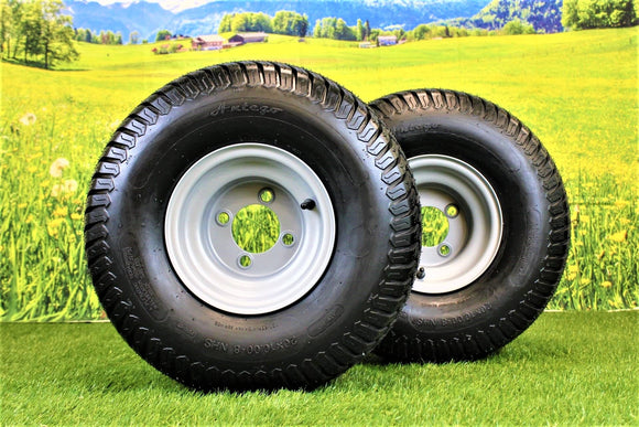 20x10.00-8  4 Ply Turf Tires with 8x7 Wheels  Lawn & Garden Mower and Golf Cart (Set of 4)