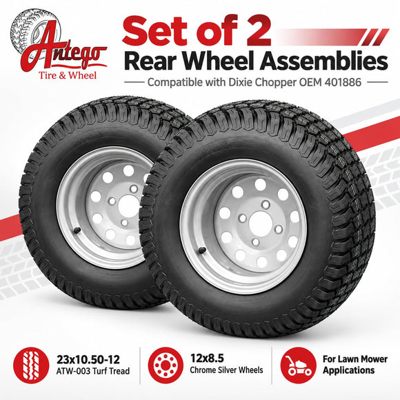 Antego 23x10.50-12 Turf Rear Wheel Assemblies, 2-Pack, Dixie Chopper 401886