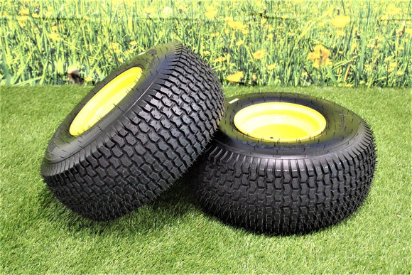 20x8.00-8 4 Ply Tires with 8x7 John Deere Yellow Wheels for Lawn & Garden Mower Turf Tires (Set of 4)