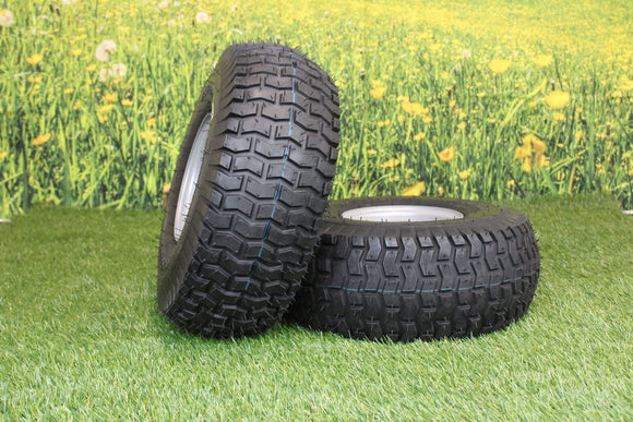 Antego Tire & Wheel (Set of 2) 15x6.00-6 Tire and Wheel Assemblies, ATW-001, 4 Ply Turf Tires, .75" Precision Ball Bearings, Poulan/Husqvarna Mower Front Tires, and Honda Lawn Mower Tires 15x6.00-6