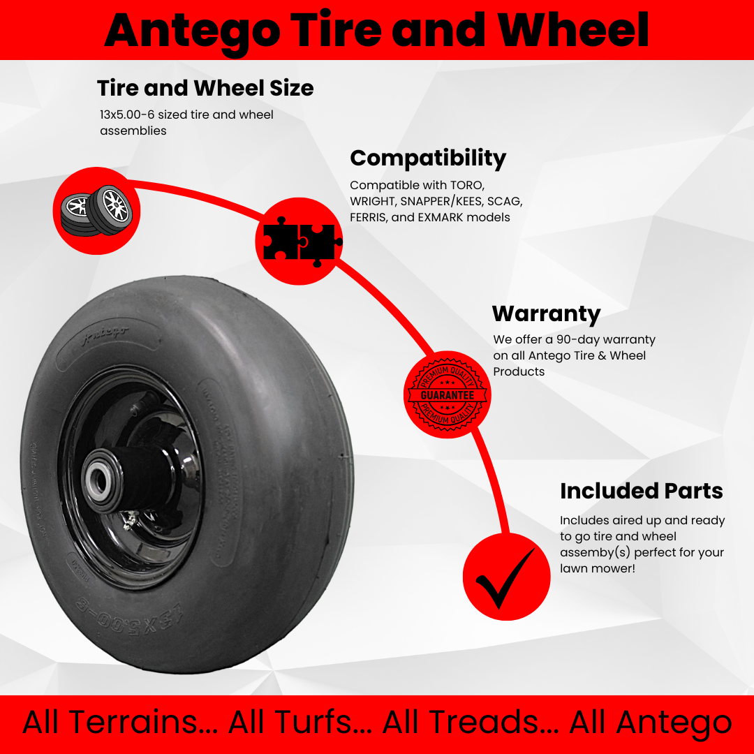 13x5.00-6 Pneumatic Tire and 6x3.25 Wheel Assemblies (Set of Two)