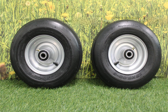 13x5.00-6 4 Ply Ribbed Tire with 6x3.25 Hustler Chrome Silver Wheel Assy (Single)