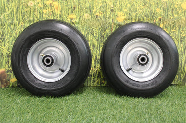 13x5.00-6 4 Ply Ribbed Tire with 6x3.25 Hustler Chrome Silver Wheel Assy (Set of 2) - 0