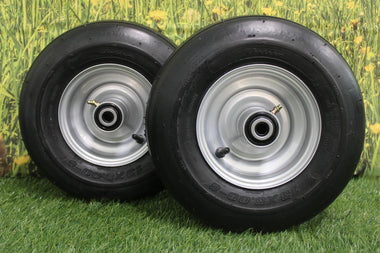 13x5.00-6 4 Ply Ribbed Tire with 6x3.25 Hustler Chrome Silver Wheel Assy (Set of 2)