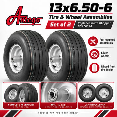 Antego 13x6.50-6 Front Wheels, Replaces Dixie Chopper DC4Z0040, 2-Pack - 0