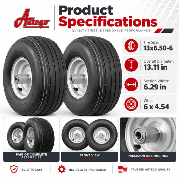 Antego 13x6.50-6 Front Wheels, Replaces Dixie Chopper DC4Z0040, 2-Pack