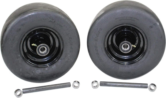 13x6.50-6 Semi-Pneumatic Flat Free Smooth with 6x4.5 Black Wheel (Set of Four)