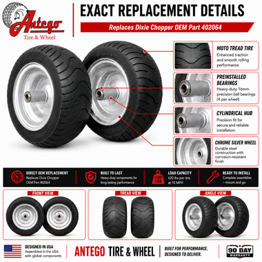 Antego Tire & Wheel 15x6.00-8 Front Wheel for Dixie Chopper 402064, 2-Pack - 0