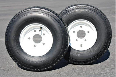 Antego Tire and Wheel (Set of 2) 5.70x8 Trailer Tire and Wheel Assemblies, White 5 Lug Trailer Tires and Wheels, 6 Ply, Load Range C - 0