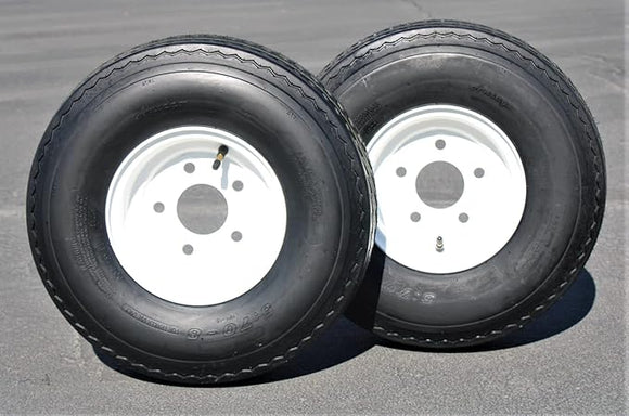Antego Tire and Wheel (Set of 2) 5.70x8 Trailer Tire and Wheel Assemblies, White 5 Lug Trailer Tires and Wheels, 6 Ply, Load Range C