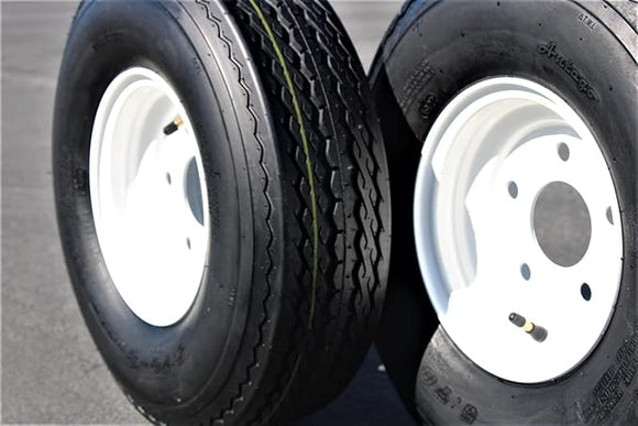 Antego Tire and Wheel (Set of 2) 5.70x8 Trailer Tire and Wheel Assemblies, White 5 Lug Trailer Tires and Wheels, 6 Ply, Load Range C