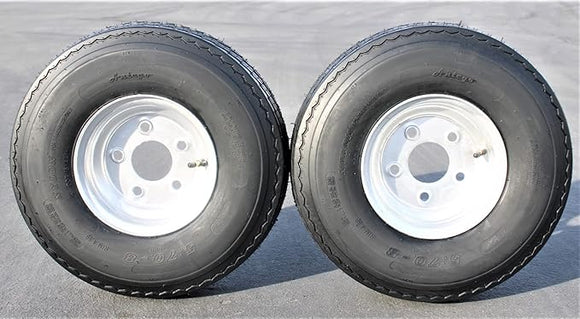 2-Pack Antego Trailer Tire On Rim 570-8 5.70-8 Load C 5 Lug Galvanized Wheel