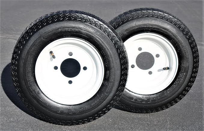 Set of Two 4.80-8 White Trailer Tire Assemblies - 0