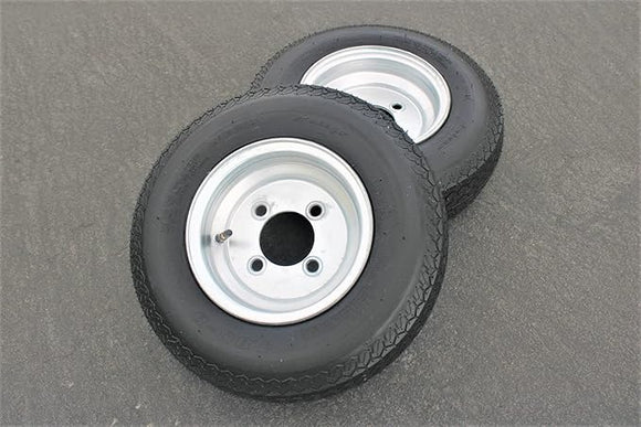 Antego Tire and Wheel (Set of 2) 4.80-8 Tire and Wheel Assemblies, Galvanized 4 Lug Trailer Tires and Wheels, 6 Ply, Load Range C