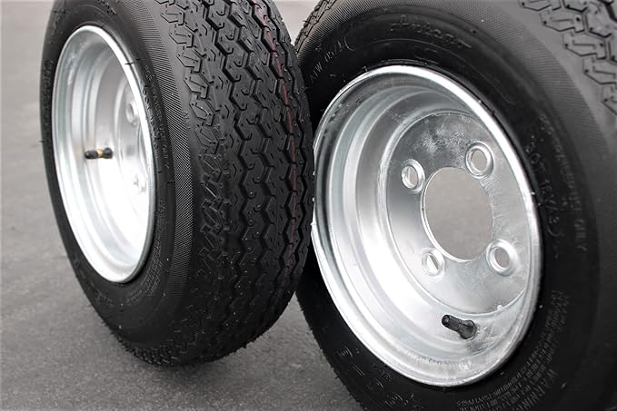 Antego Tire and Wheel (Set of 2) 4.80-8 Tire and Wheel Assemblies, Galvanized 4 Lug Trailer Tires and Wheels, 6 Ply, Load Range C