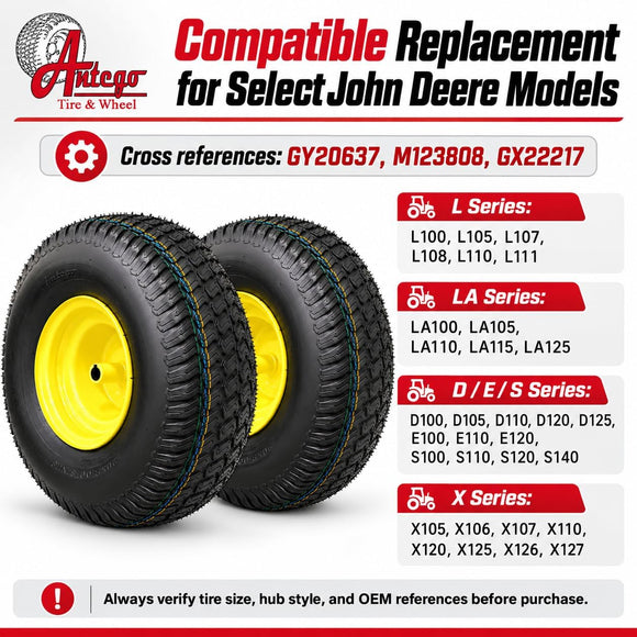 Antego 20x8.00-8 ATW-003 Tire & Wheel Assemblies for John Deere, Set of 2