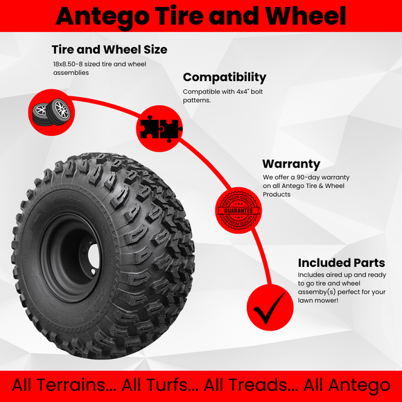 22x11.00-8 with 8x7 Matte Black Wheels for Golf Cart (Qty: 1)