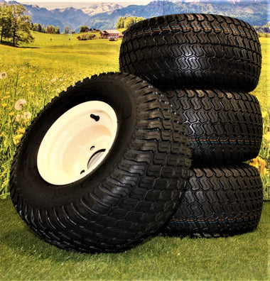 (Set of 4) Beige/Tan Steel Wheels with 18x9.50-8 4 Ply Turf Tires for Golf Cart and Lawn and Garden Equipment - 0