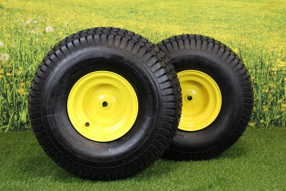 20x10.00-8 Tires with 8x7 John Deere Yellow Wheels 2 Ply for Lawn & Garden Mower Turf Tires (Set of 4)