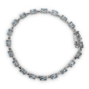 .925 Sterling Silver 11.0 Cttw Oval Shaped Created Light Blue Topaz Link Bracelet - 7 inch-6