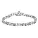 .925 Sterling Silver 1/4 Cttw Diamond Station and S Link Bracelet-1