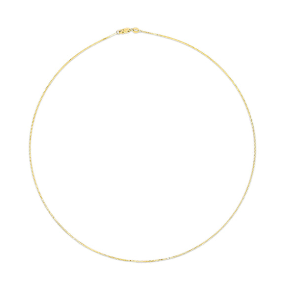 Solid 14K Yellow Gold 0.75mm Classic Box Chain Necklace. Unisex Chain - Size 16 Inches
