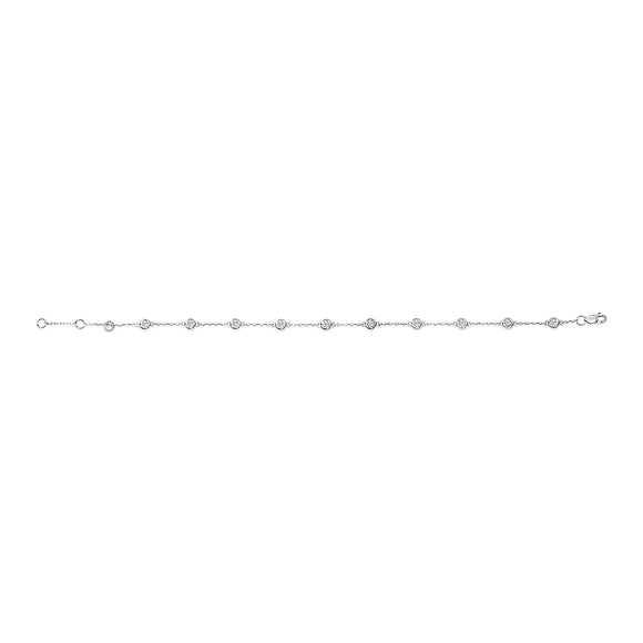 14K White Gold 1/2 Cttw Bezel Set Lab Grown Diamond Station Bracelet