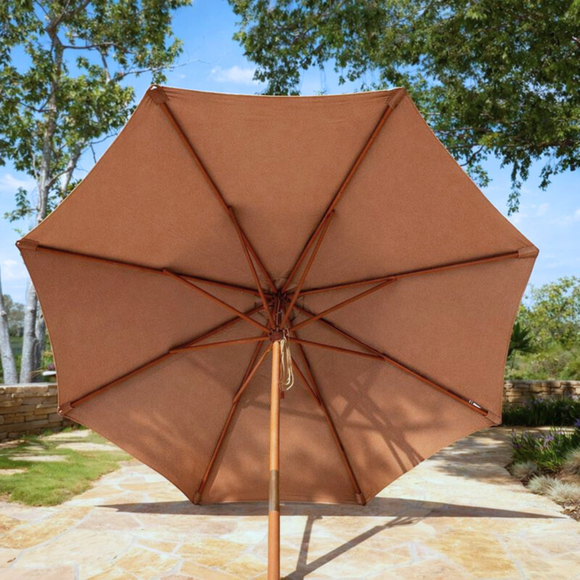 9ft Market Patio Umbrella 8 Rib Replacement Canopy Mocha Mousse