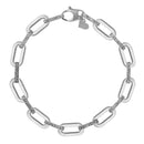 14k White Gold Diamante Paperclip Chain Bracelet (7.00 mm)-4