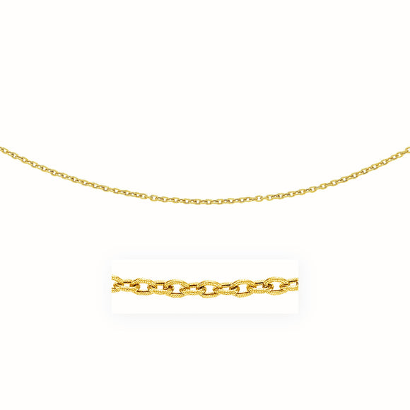 3.5mm 14k Yellow Gold Pendant Chain with Textured Links