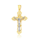 14k Two Tone Gold Cross Pendant-4