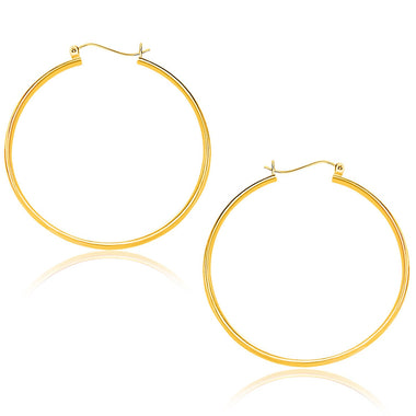 14k Yellow Gold Polished Hoop Earrings (40mm) - 0