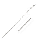 2.0mm 14k White Gold Solid Diamond Cut Rope Chain-5