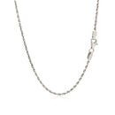 2.0mm 14k White Gold Solid Diamond Cut Rope Chain-7