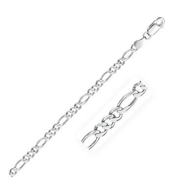 3.8mm 14k White Gold Solid Figaro Bracelet - 0