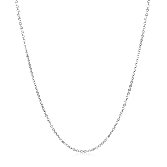 14k White Gold Round Cable Link Chain 1.2mm