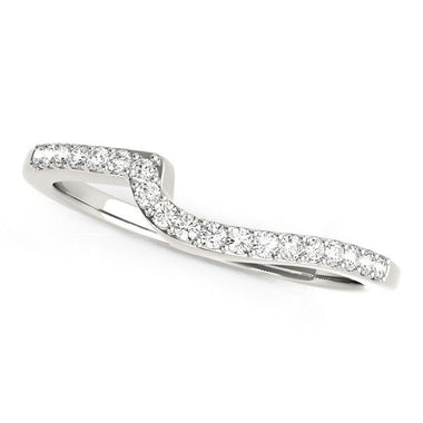 14k White Gold Curved Design Round Diamond Wedding Band (1/4 cttw) - 0