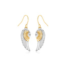 Two-Tone Wing Drop Earrings in 10K Gold-3